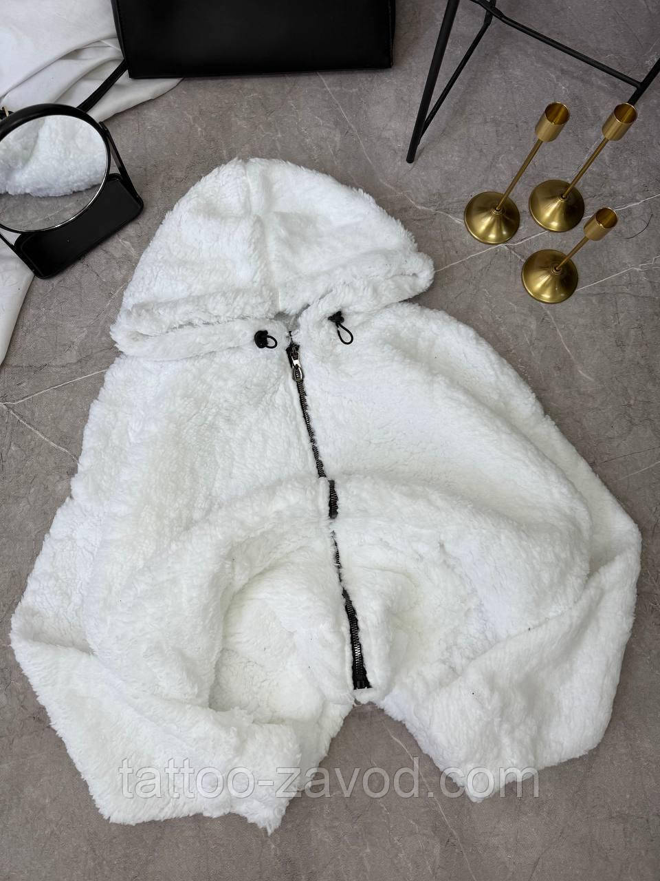 Пухнасте худі жіноче хутро Тедді на блискавці з капюшоном 42-48 50-56, фото 1