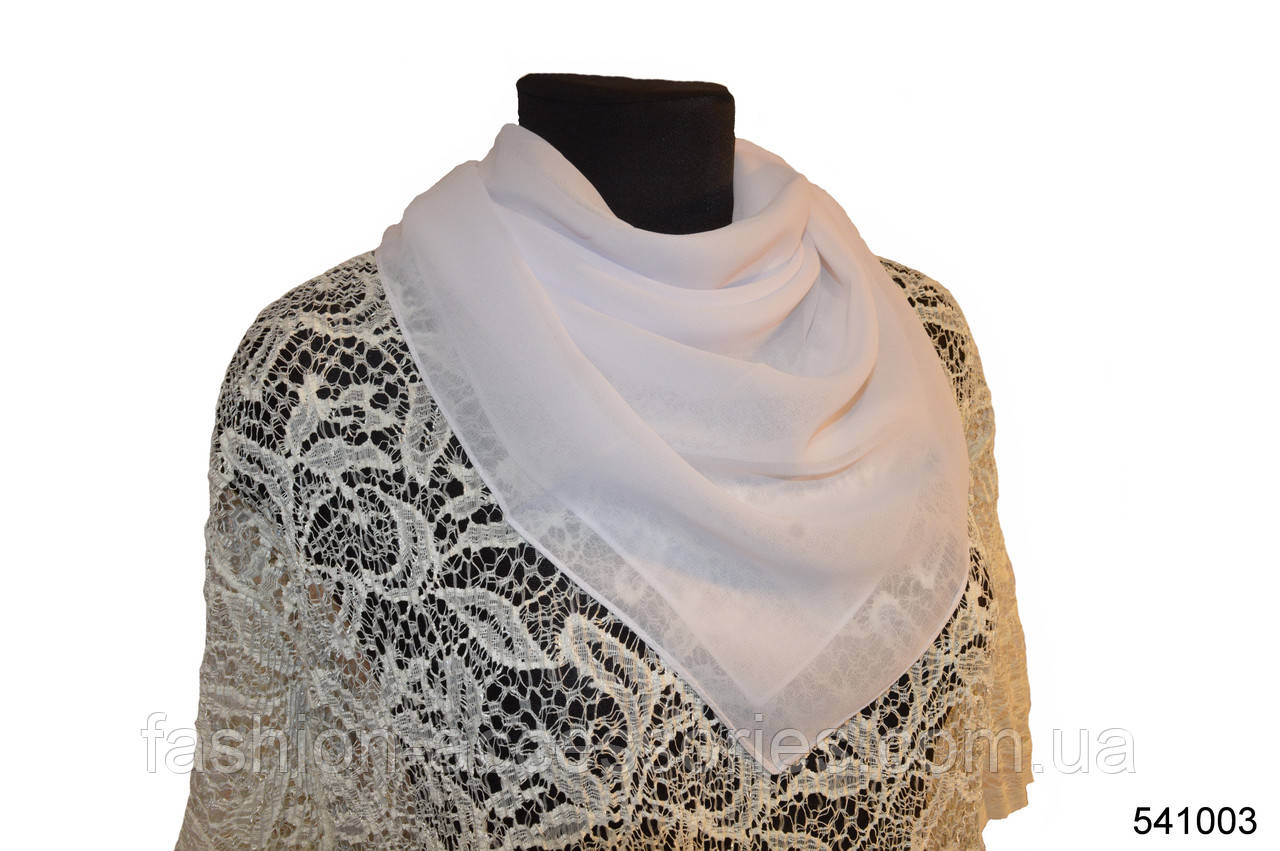 Однотонний білий шифоновий хустку, фото 1