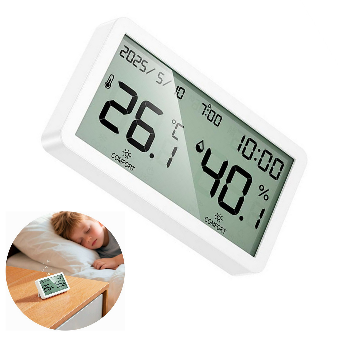 Термогігрометр з годинником Hoco HX42 indoor electronic alarm clock rmometer and hygrometer (106*60*19 мм)