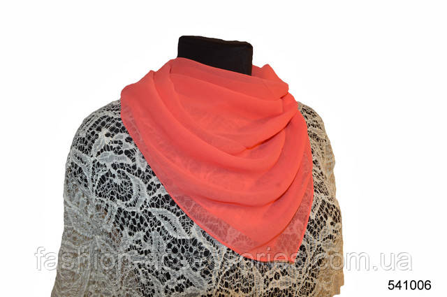 Жіночий однотонний кораловий легкий шифоновий хустку на голову Однотонний кораловий легкий шифоновий хустку 1