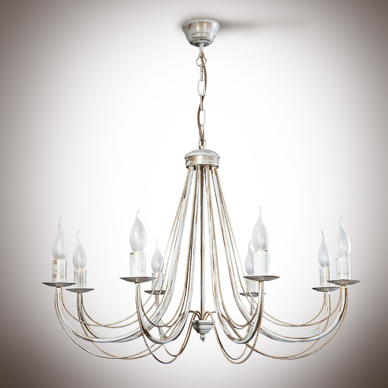 Люстра класична 8-ми лампова зі свічками у велику кімнату, фото 1