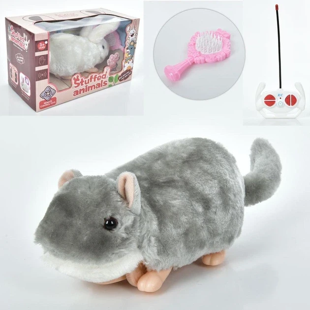 М’яка іграшка‑звірятко на радіокеруванні 8858-8068, плюшевий кролик / шиншила ‑ улюбленець з пультом ДУ, фото 1