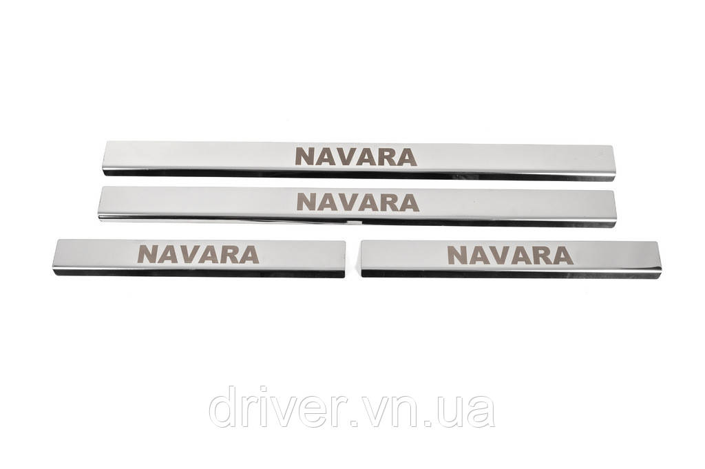 Накладки на Пороги (4 шт, Нержавейка) для Nissan Navara 2006-2015 гг, фото 1