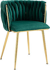 Стілець для їдальні з м'якою оббивкою та металевими ніжками DSF-1590 Green