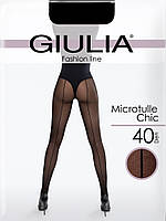 Колготки 40 ден мікротюль зі швом Giulia Microtulle 40 чорного кольору розміри 2 3 4, фото 3