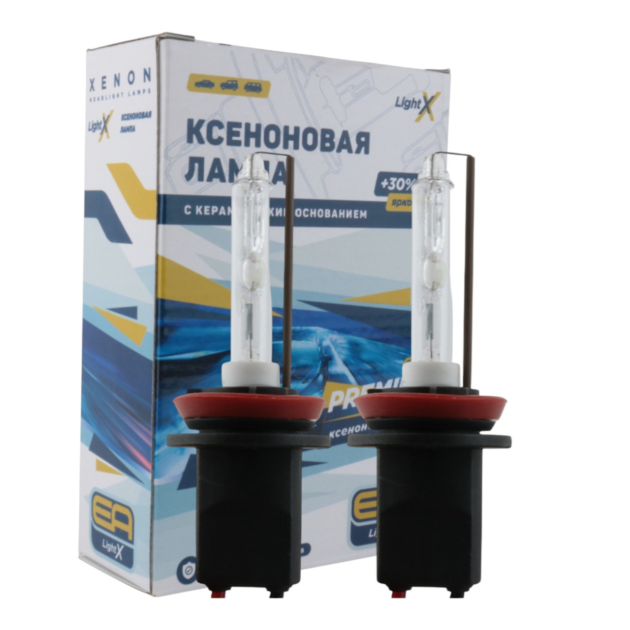 Лампа ксенонова H11 EA Light X 6000K 12V 35W (PGJ19-2), 3600Lm, біле світло з блакитним відтінком