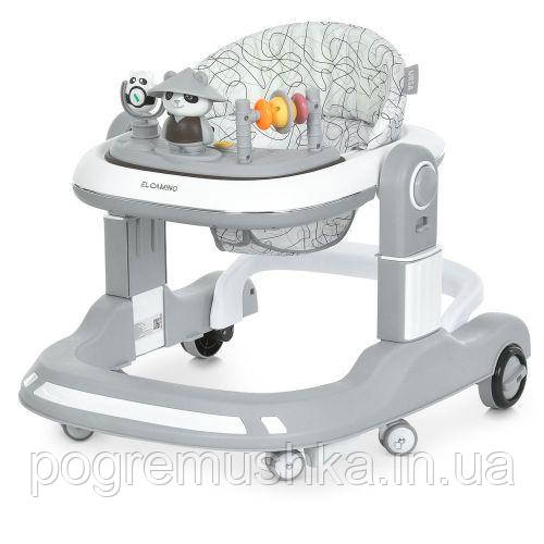 Ходунки дитячі El Camino URSA ME 1200 Gray 2в1 з музикою, світлом та пушером, 6 коліс, на батарейках