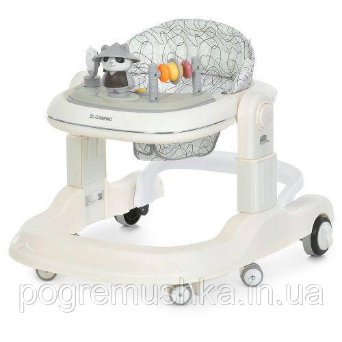 Ходунки дитячі El Camino URSA ME White 1200 2в1 з музикою, світлом та пушером, 6 коліс, на батарейках