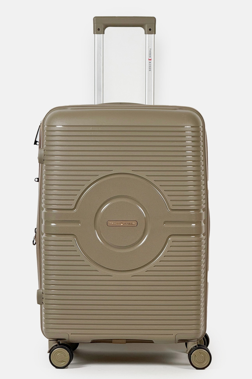 Середня пластикова валіза Three Birds 2022-28-2CHA бежевий, фото 1