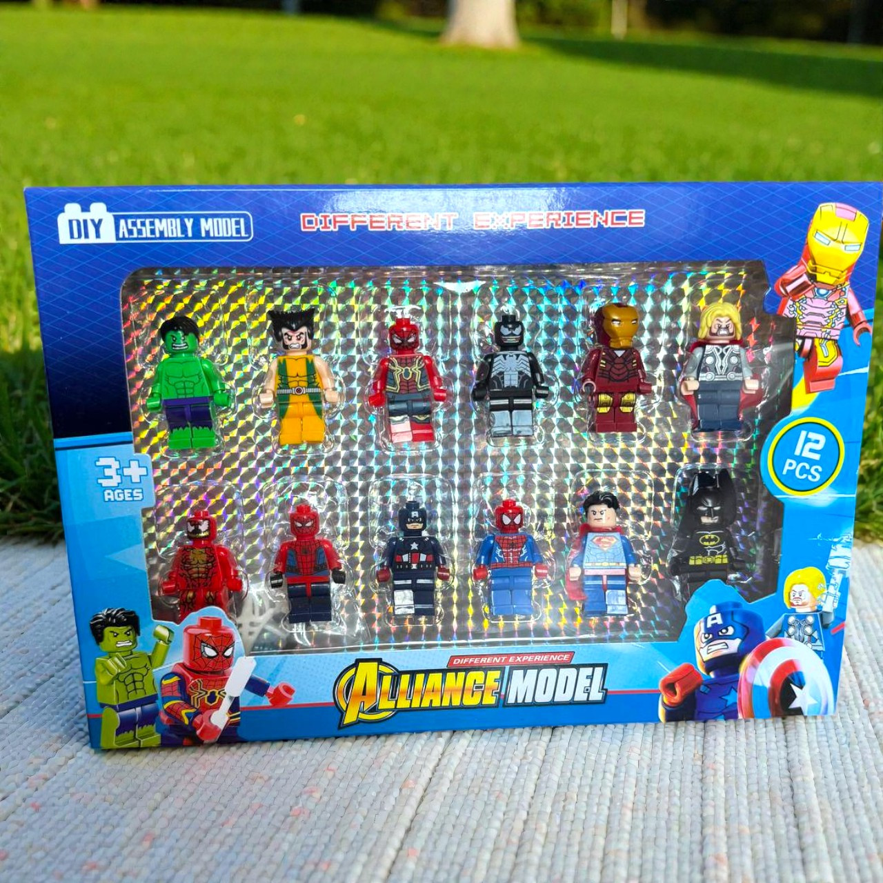 Набір фігурок LEGO Супергерої Marvel — 12 фігурок, Халк, Людина-павук, Супермен, пластик, коробка, фото 1