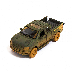 Дитяча модель машинки пікап Форд F-150 SVT Raptor-Supercrew Muddy Kinsmart KT5365WY інерційна, 1:46 Dark-Green Kinsmart yL.
