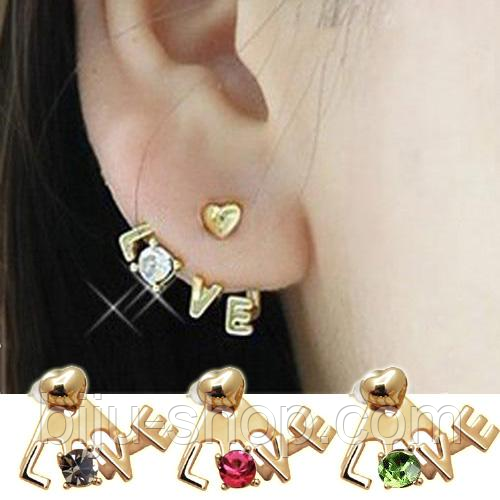 Сережки пусети LOVE., фото 1