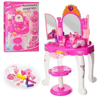 Трюмо дитяче Limo Toy 16632C, зі стільчиком, феном, музикою, світлом та аксесуарами, на батарейках, у коробці, фото 1