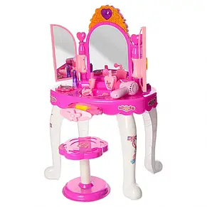 Трюмо дитяче Limo Toy 16632C, зі стільчиком, феном, музикою, світлом та аксесуарами, на батарейках, у коробці, фото 2