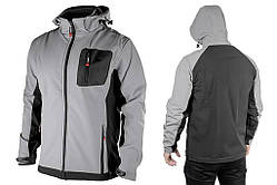 Куртка Softshell з капюшоном, тришаровий, водо- та вітрозахист, світло-сіра Intertool" M