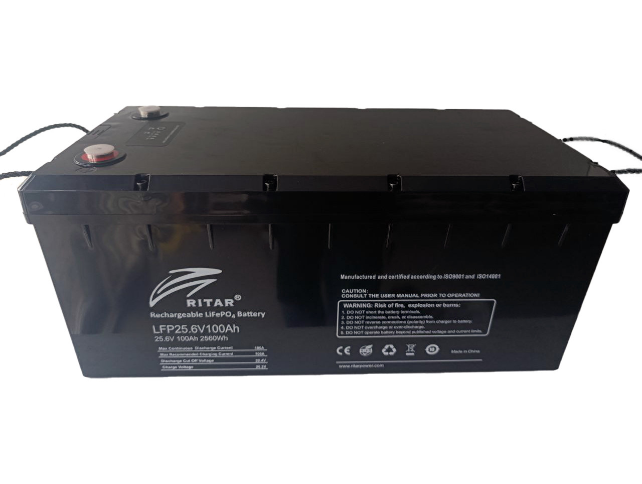 Акумулятор Ritar LiFePO4 25,6V 100Ah з Bluetooth, CAN/RS485, 2560Wh BMS100A@8S, фото 1