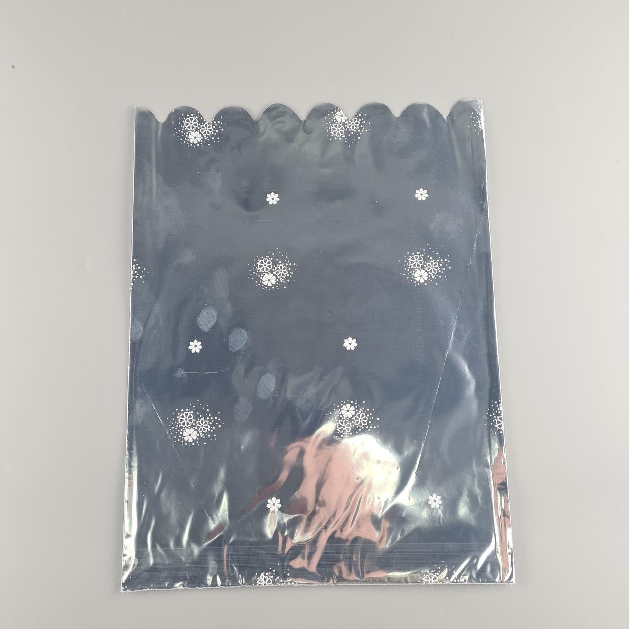 Пакет із малюнком для пакування подарунків (25*35) No88 фольгований "Квіти" (100 шт.), фото 1