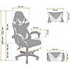 Крісло геймерське / комп'ютерне Bonro B-810 чорно-сіре екошкіра, Навантаження 120 кг, 2 подушки для офісу школяра та підлітка, фото 10