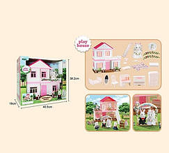 S 05 Ігровий будиночок 2-поверховий з меблями, підсвіткою і флаковою фігуркою кролика, у коробці