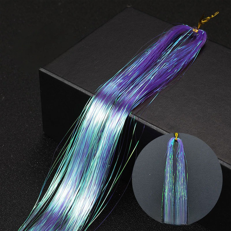 Блискучі нитки 120 см для волосся флуоресцентний фіолетовий, фото 1