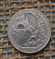 1/4 долара (квотер) 2015 року. (D). "Дорога Блу Рiдж".  США