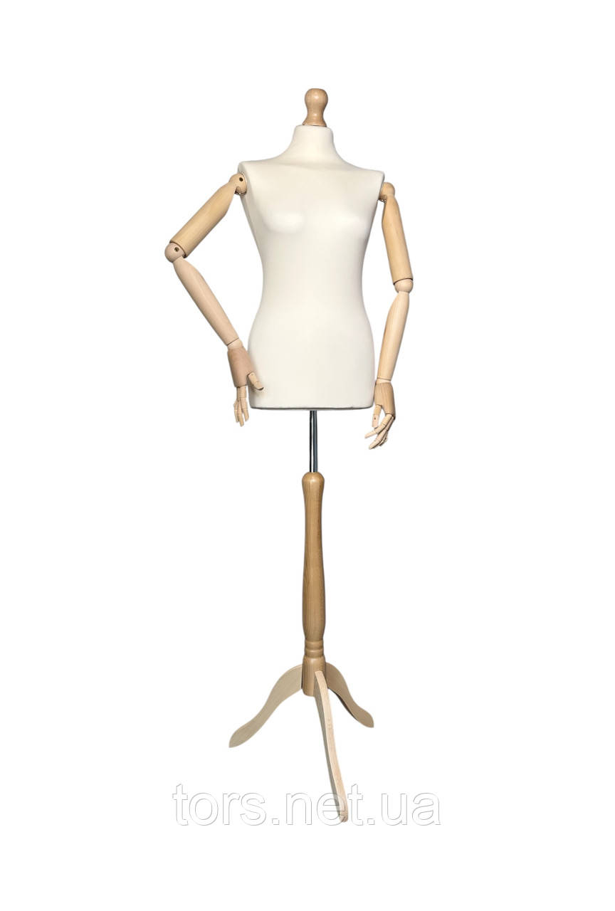 Манекен виставковий з деревʼяними регульованими шарнірними руками, фото 1