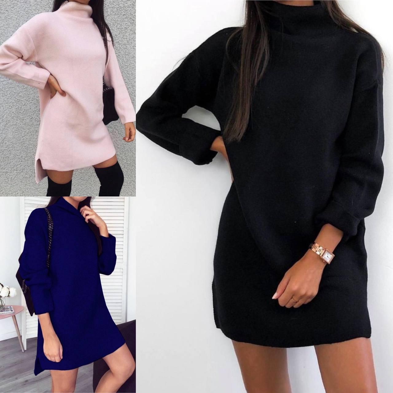 Плаття-туніка жіноче утеплене Модель: 4663-500 Колір: чорний, червоний, капучино, молочний, сірий, графіт, барбі, фіолетовий, фото 1