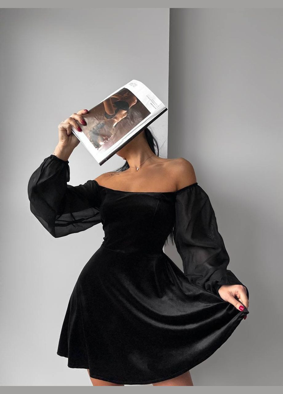 Чорне жіноче плаття з пишними рукавами 42-44 і 46-48, фото 1