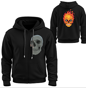 Худі на блискавці Черепа готика вогняний череп ВСІ Розміри