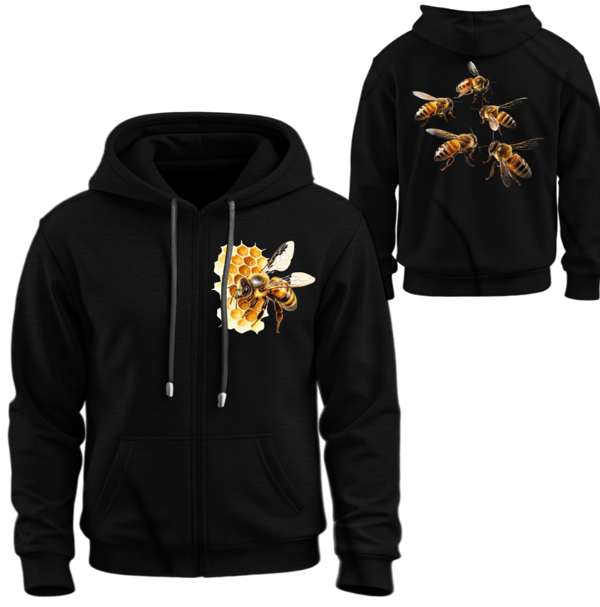 Худі на блискавці Бджілки соти вулик мед ВСІ Розміри, фото 1