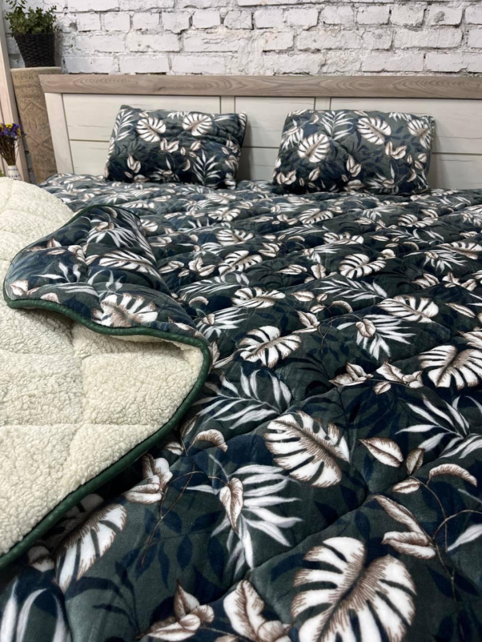 Ковдра покривало фліс зі штучним хутром Євро