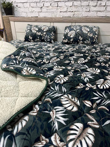 Ковдра покривало фліс зі штучним хутром Євро, фото 1