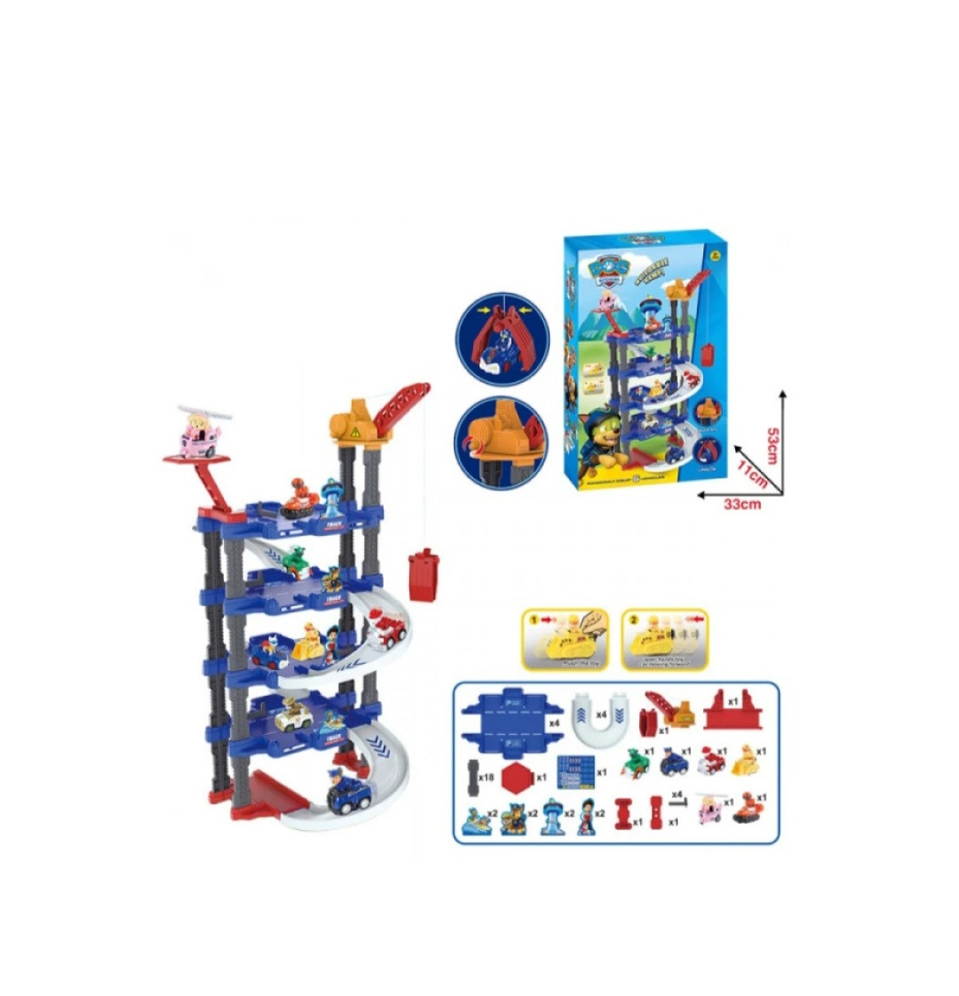 Гараж паркінг Щенячий патруль, гвинтовий спуск, підіймальний кран, 6 героїв