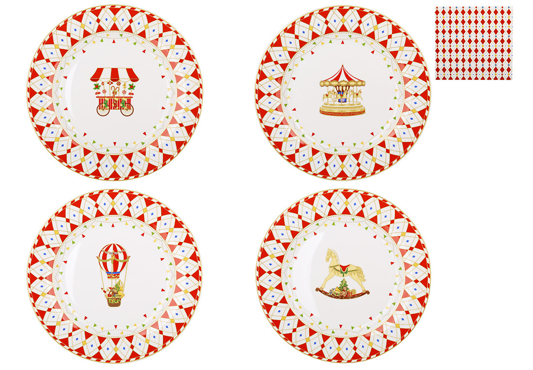 Набір новорічних тарілок 19 см (4 шт), фото 1