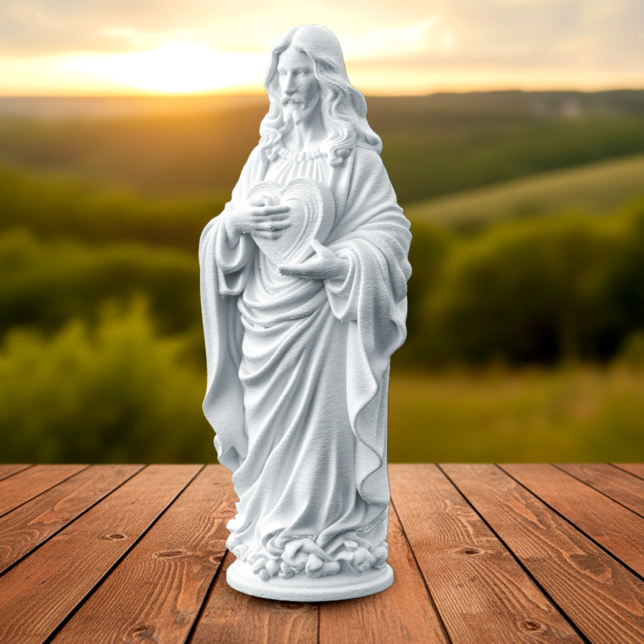 Статуетка Ісуса з Серцем 3D фігурка 200 мм для декору та оберіг для дому