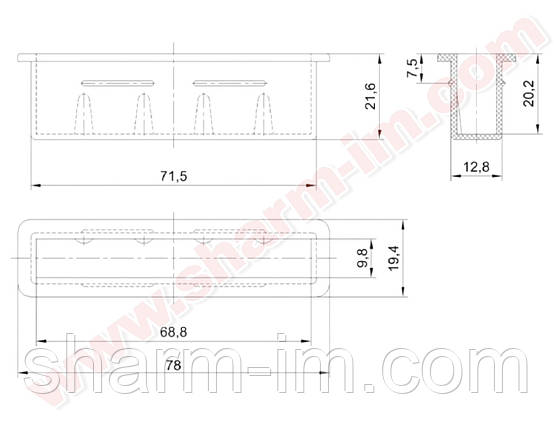Кріплення ламелі врізне 68х20х10 мм, фото 2