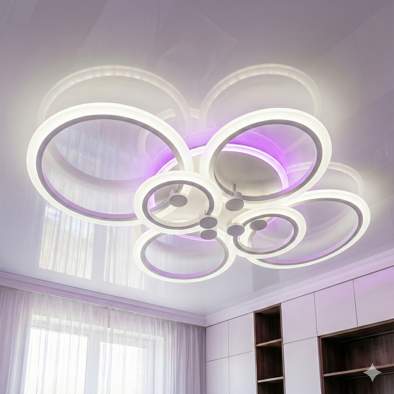 Діодна люстра з пультом Vatan Light 140W до 20 м² колір Білий 1126/6 WH 3color, фото 1