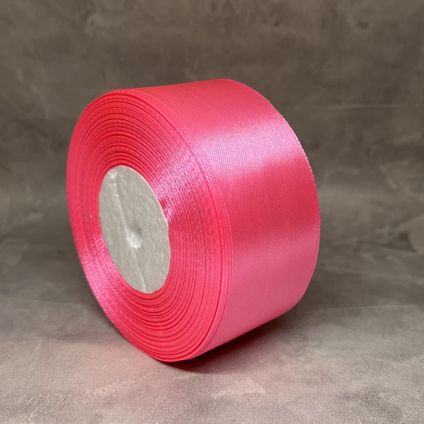 Атласна стрічка 4 см, колір рожевий, арт 019631, 1 рулон ~32,5 м, Рожевий, фото 1