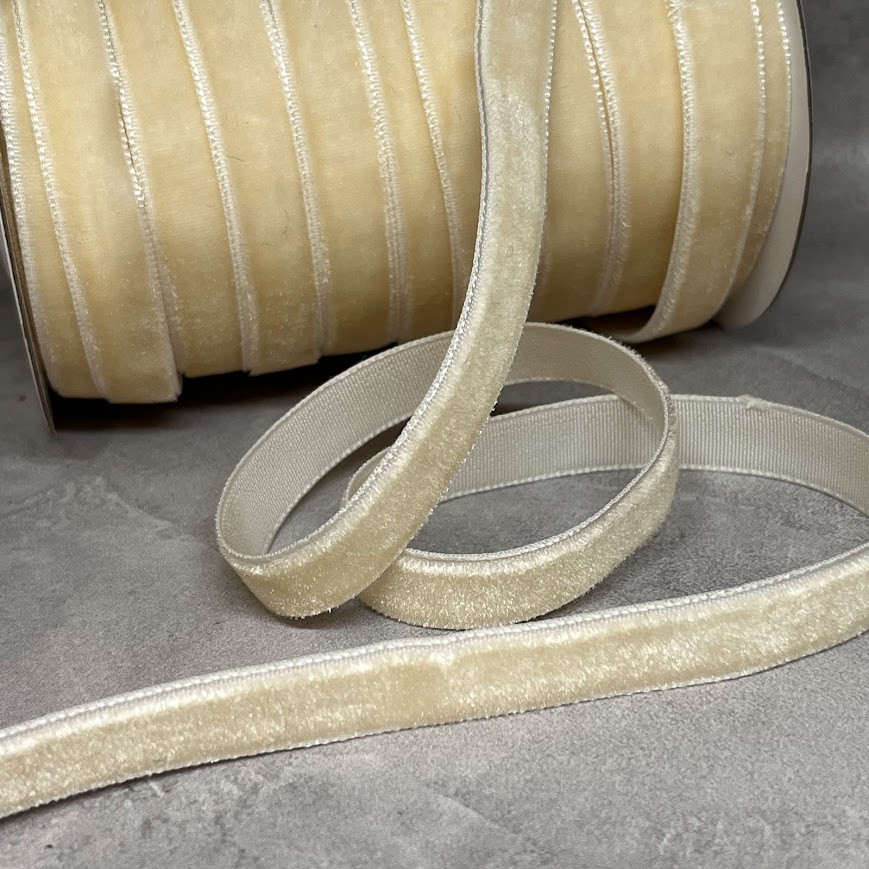 Велюр стрічка 1 см , колір- молочний, арт 019640, відрізок 1 метр, Молочний, фото 1