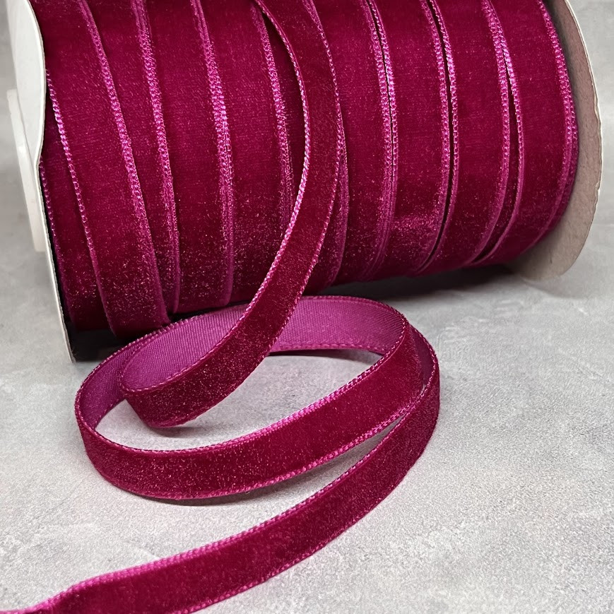 Велюр стрічка 1 см , колір- малиновий, арт 019643, відрізок 1 метр, Малиновий, фото 1