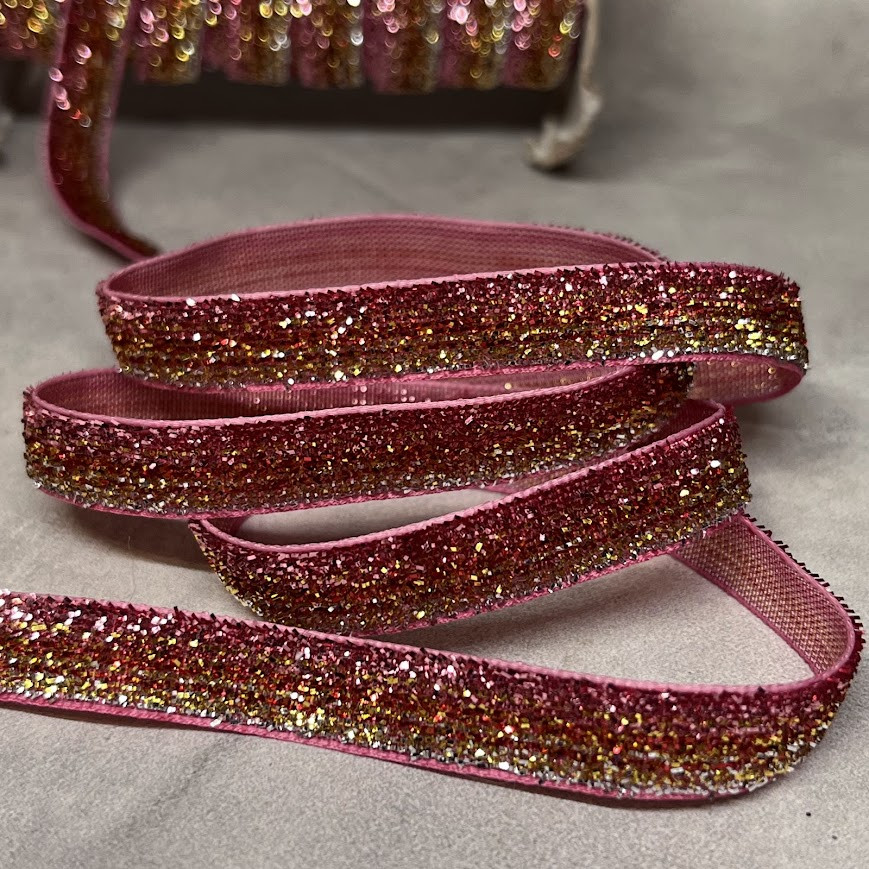 Стрічка велюрова 1 см з люрекс ниткою, різнокольоровий, арт 019651, 1 метр, Різнокольоровий, фото 1