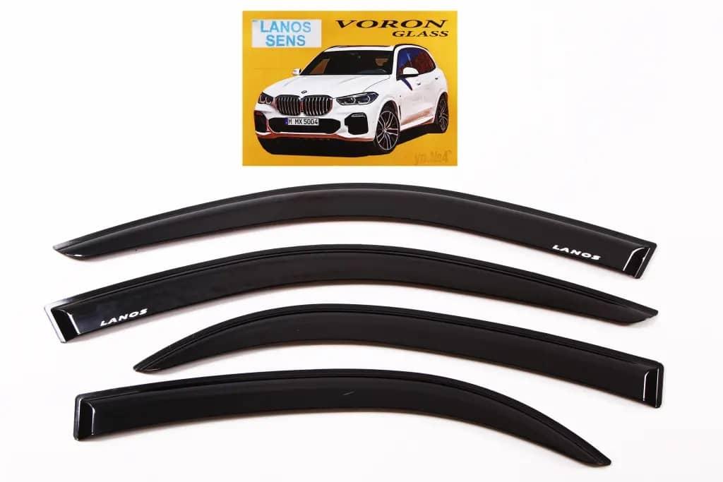 Вітровики на двері Ланос "Voron" самоклей. (4 шт.), фото 1