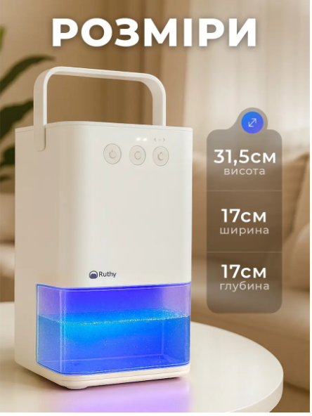 Осушувачі RUHHY з LED-підсвіткою Осушувач повітря з очищенням повітря Осушувач повітря від вогкості Підлоговий осушувач, фото 1
