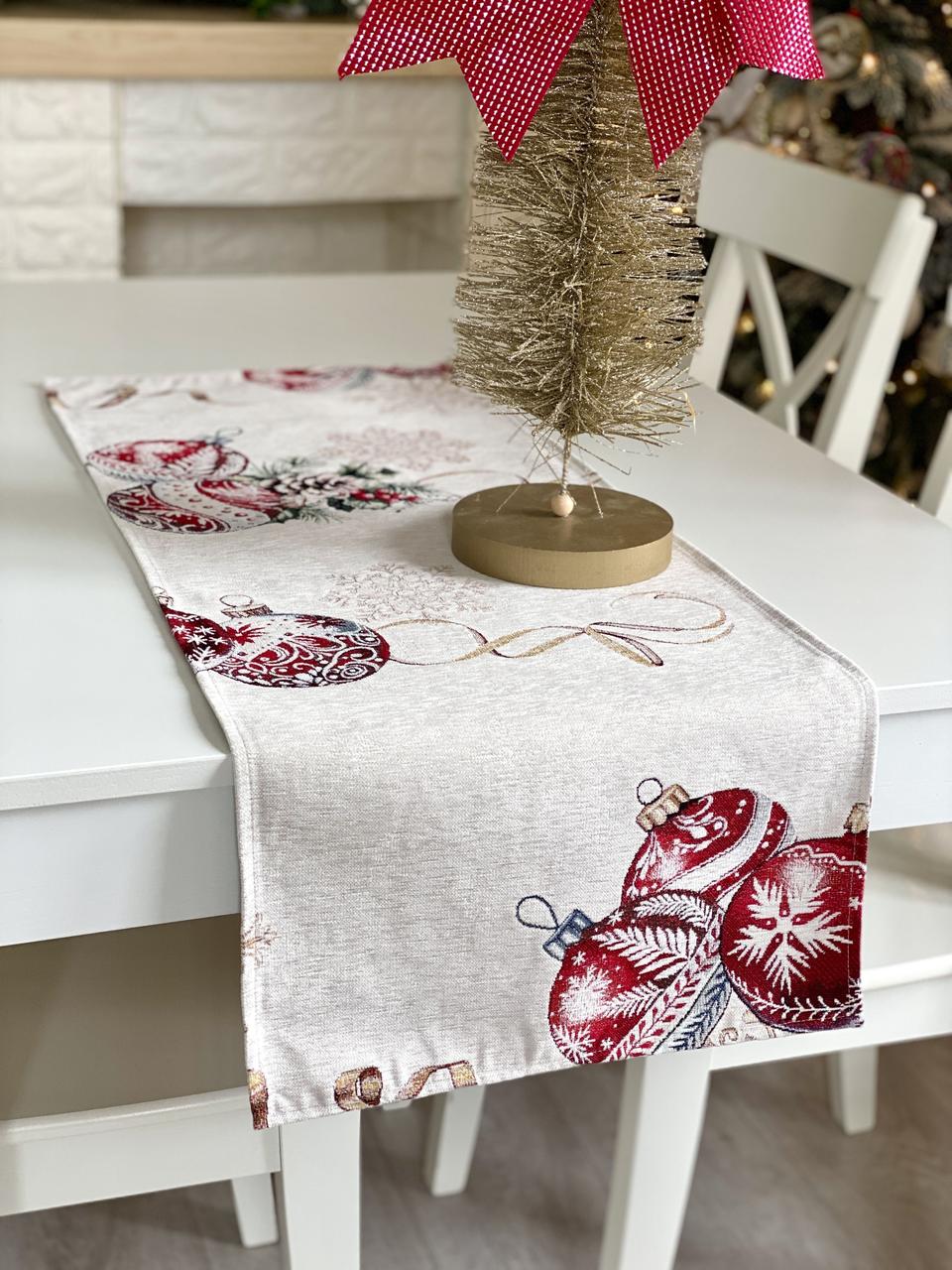 Доріжка на стіл Новорічна 37х100 см., гобеленова Limaso ALLOVER34278, фото 1