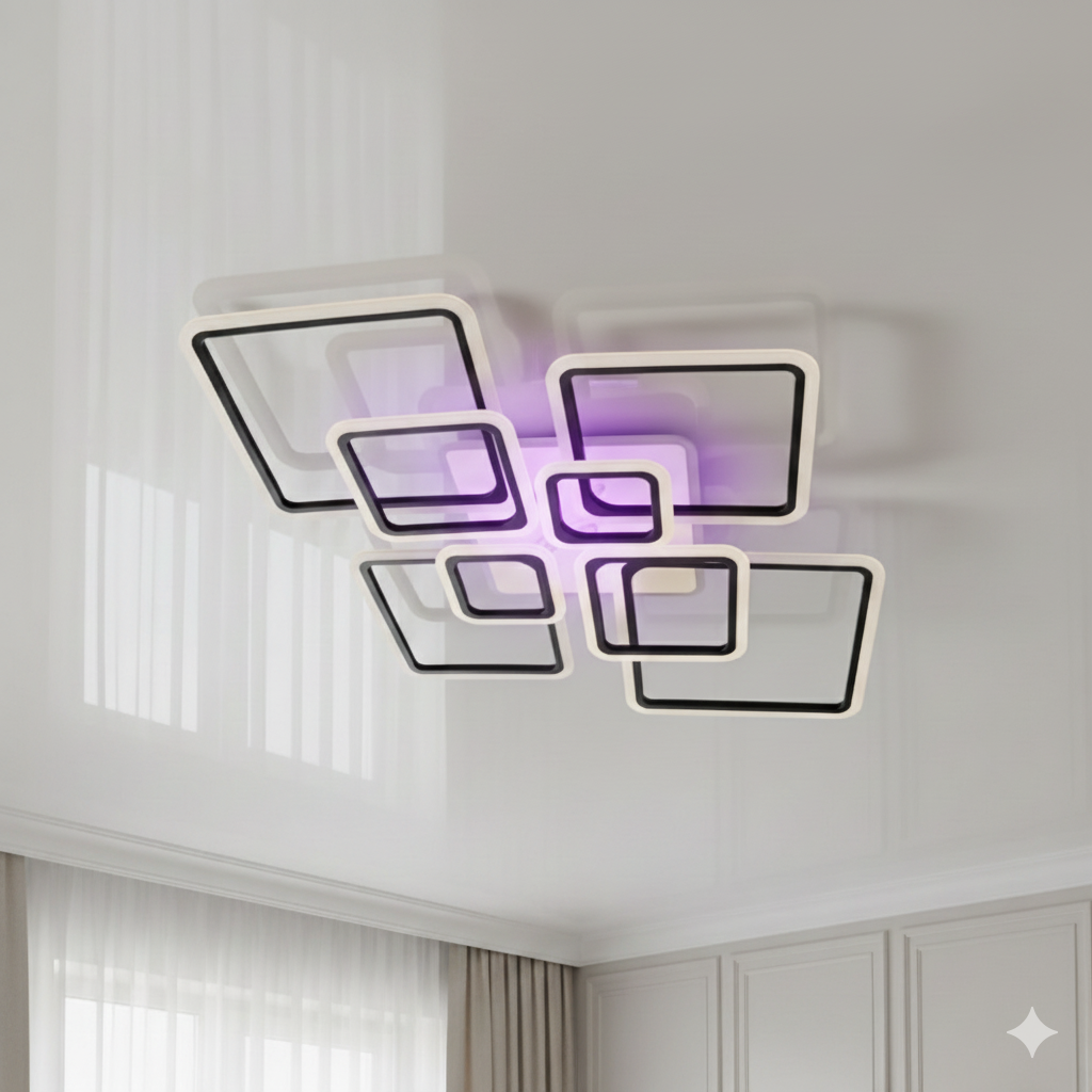 Велика світлоідодна люстра Vatan Light 226W до 40 м² колір Чорний 1140/8 BK 3color, фото 1