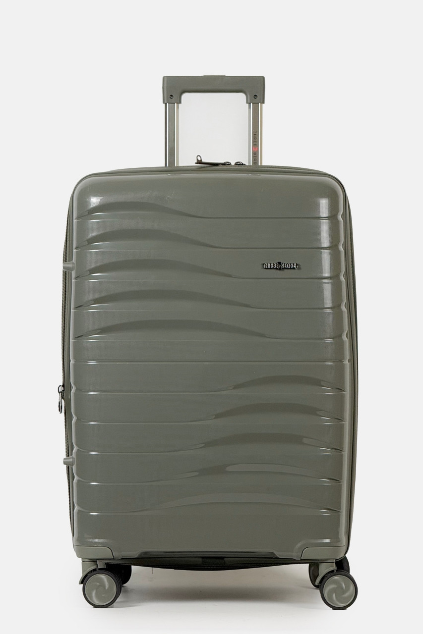 Середня пластикова валіза Three Birds 2025-05-2OG зелена, фото 1