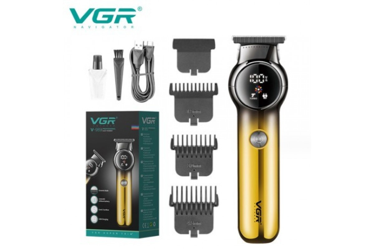 Бездротовий триммерV-989 професійний акумуляторний з насадками для стрижки бороди та волосся