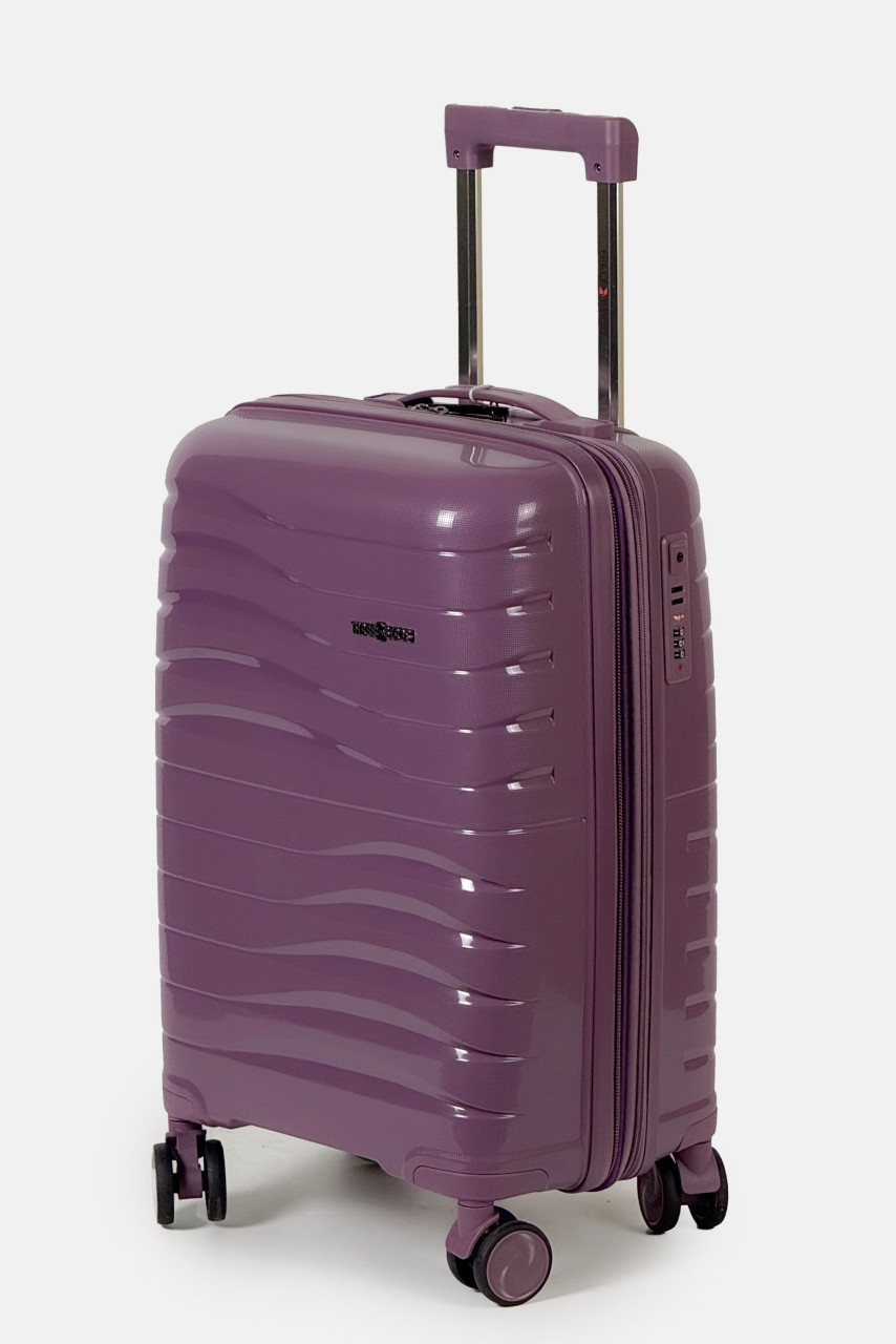 Маленька пластикова валіза ручна поклажа Three Birds 2025-05-3PR фіолетова, фото 1