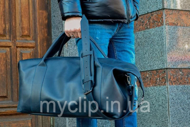 Синя сумка чоловіча,молодіжна сумка на плече,стильна молодіжна сумка,чоловіча спортивна сумка шкіряна темно синя, фото 1
