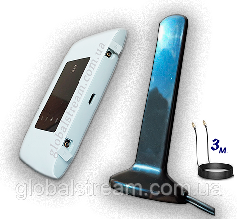 Авто Комплект 4G WiFi Роутер ZTE MF920U (KS,VD, Life) з антеною MIMO 2×16dbi Магніт 3 м.